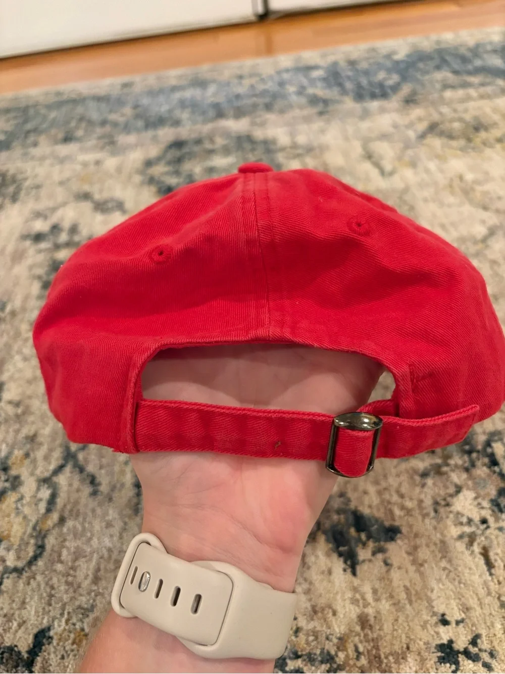 Colonial Williamsburg Hat Red White Script Adjustable Cap Vintage